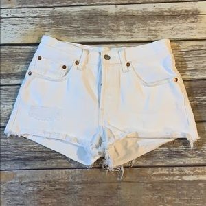 White Levi denim shorts